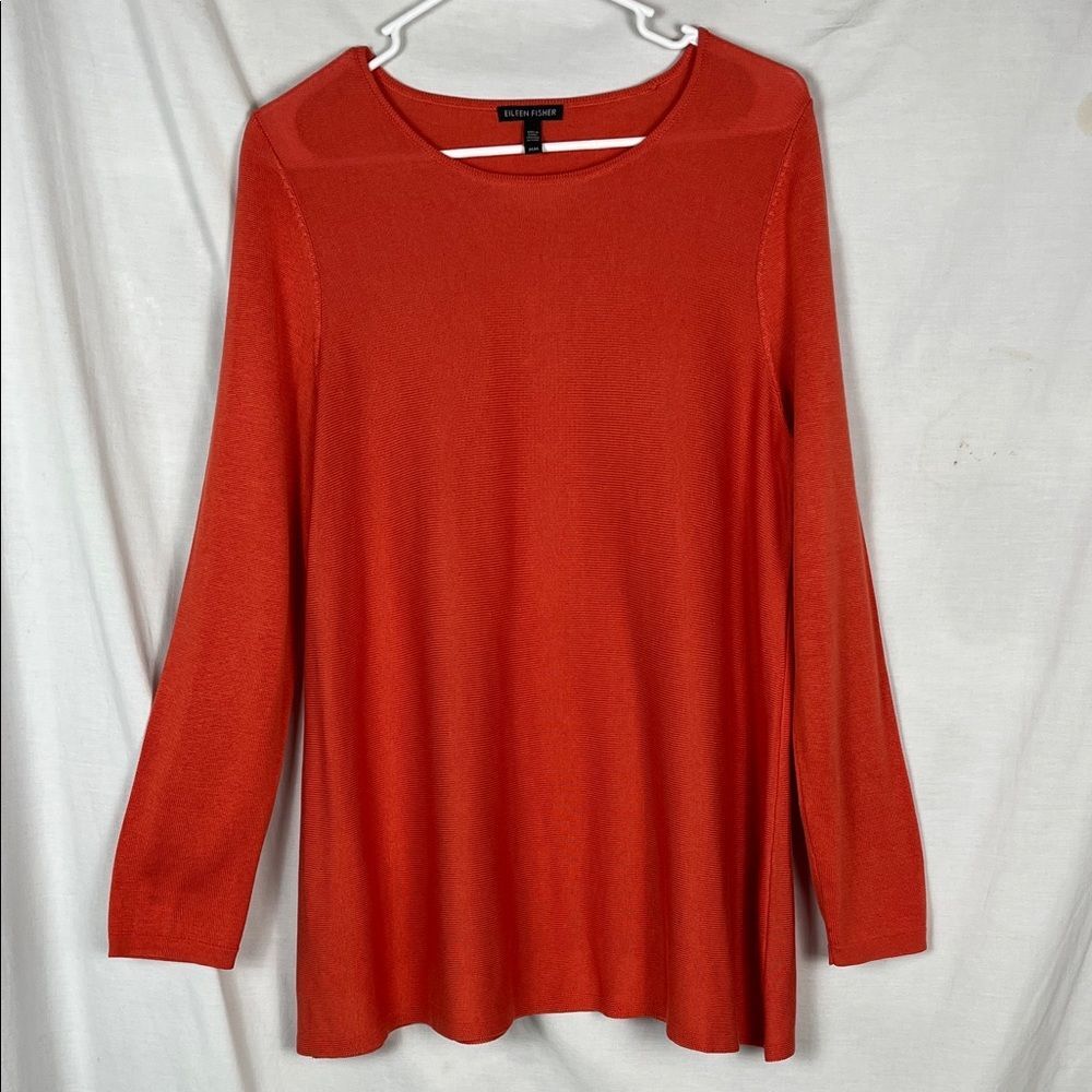 Eileen Fisher Orange Tencel Silk Blend Tunic Top